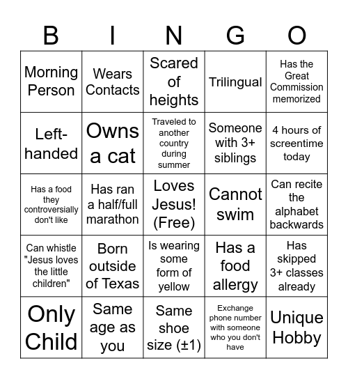 Re:Sound Get To Know You Bingo Card