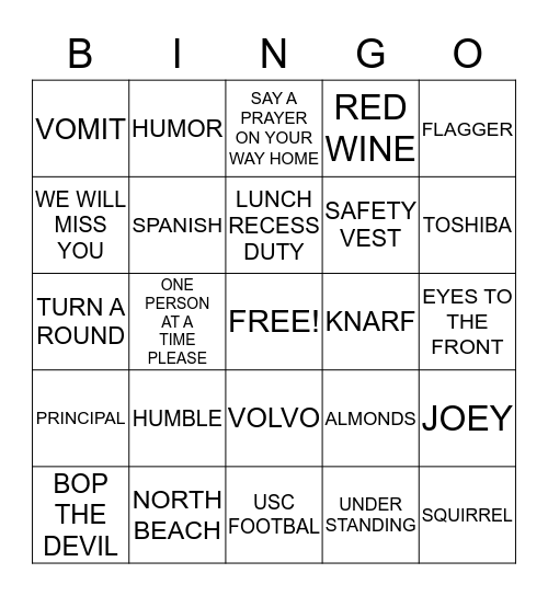 Franko Bingo Card