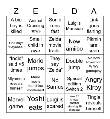 Directs 9/2026 Bingo Card