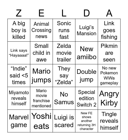 Directs 9/2026 Bingo Card
