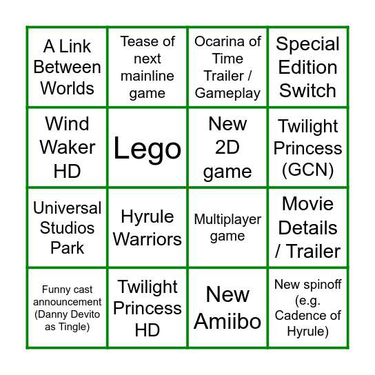 ZELDA BINGO Card