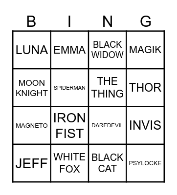 RIVALS BINGO Card