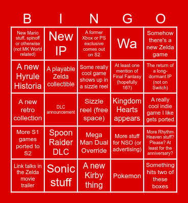 Nintendo Direct Bingo - Sep 2026 Bingo Card