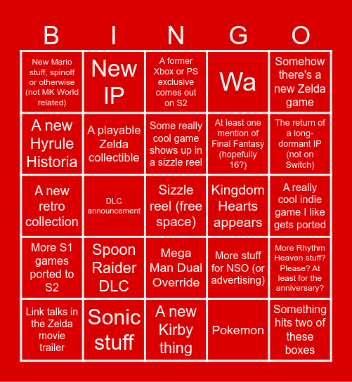 Nintendo Direct Bingo - Sep 2026 Bingo Card