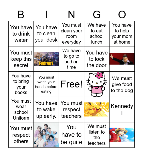 Kennedy T Bingo Card