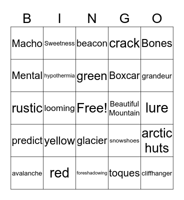 Avalanche Bingo Card
