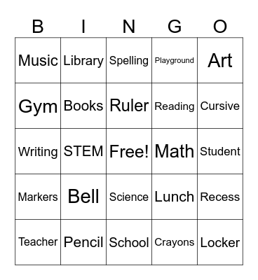 Back To School! Bingo Card