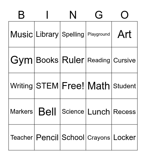 Back To School! Bingo Card