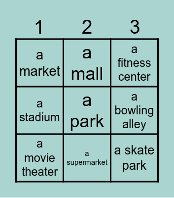 Place of the city Bingo Card