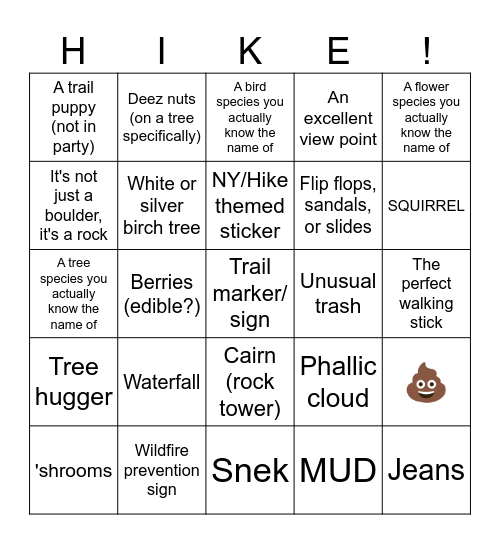 TAKE A Bingo Card