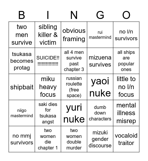 sekaironpa bingo Card