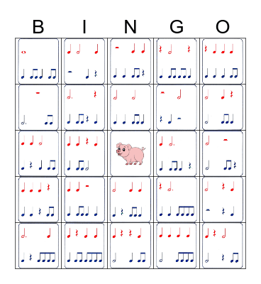 Rhythm Bingo Levels 1 and 2 Bingo Card