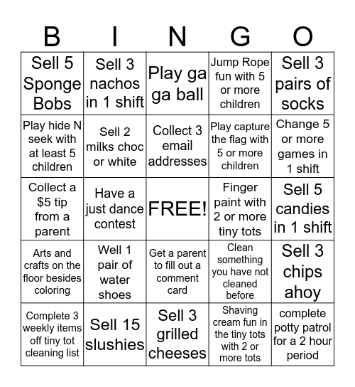 Katelyn's BINGO Card Bingo Card