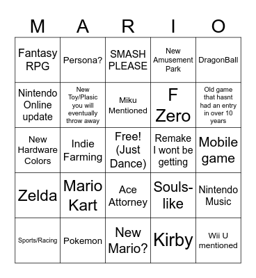 Mario Bingo Card