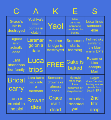 Goodbye Lara EP 11-12 Bingo Card