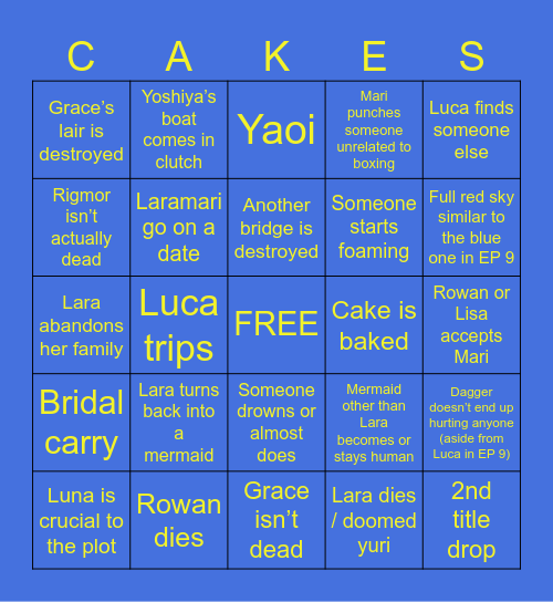 Goodbye Lara EP 11-12 Bingo Card