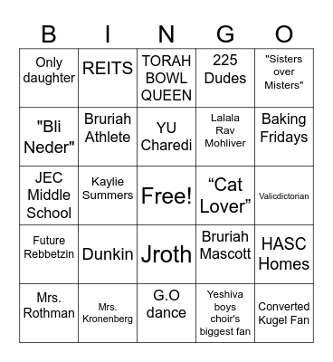 Elana's Bridal Bingo Card