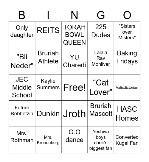 Elana's Bridal Bingo Card