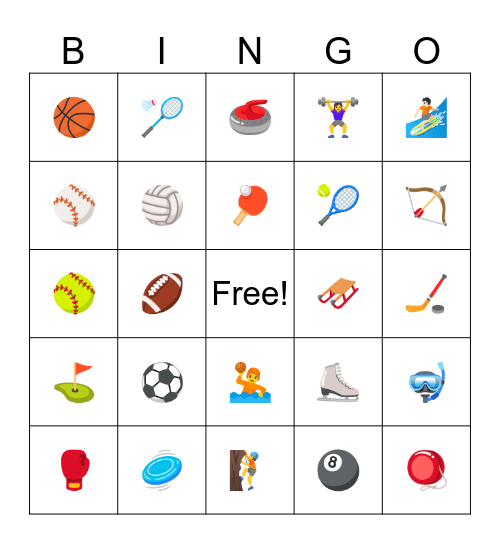 Sports Bingo Card