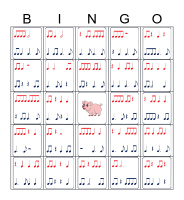 Rhythm Bingo Levels 3 and 4 Bingo Card