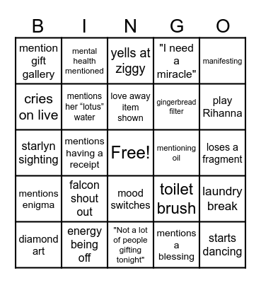 SHEENER BINGO Card