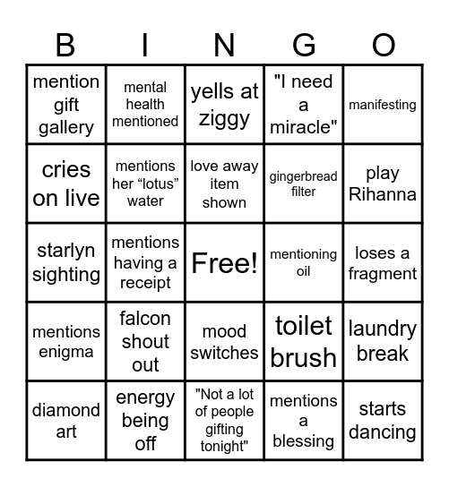 SHEENER BINGO Card
