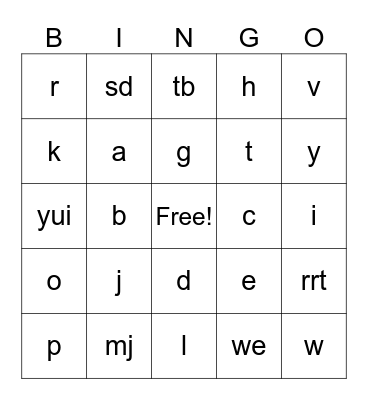 wedding bingo Card