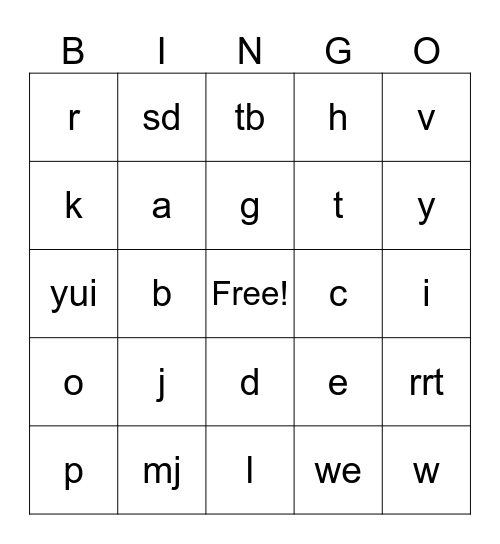 wedding bingo Card
