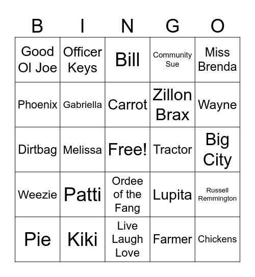 Bingo Bango Bingo Card