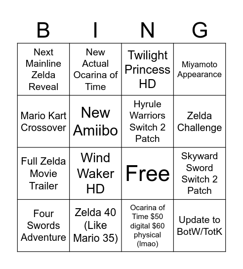 Zelder Direct Bingo Card