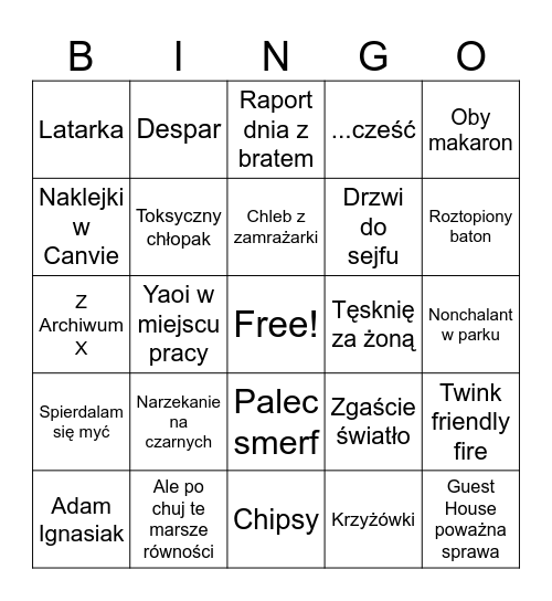 Włochy bingo Card
