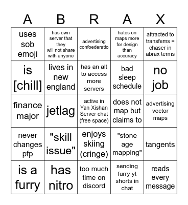 Abraxicus bingo Card