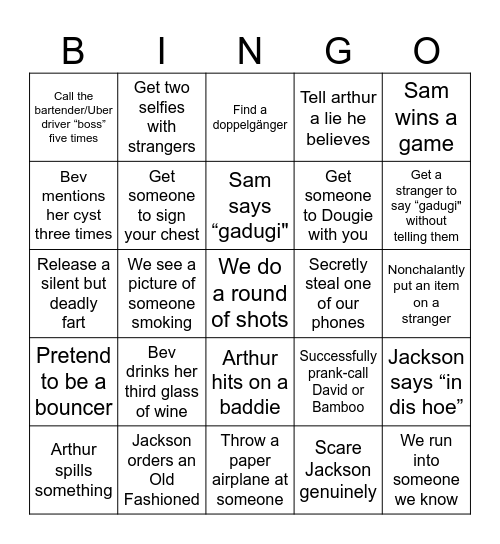Jasamthurly NIGHT BINGO!!! Bingo Card