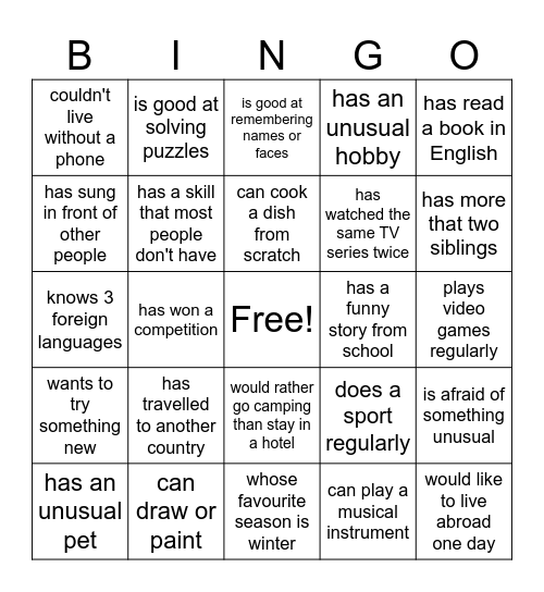 Find someone who... - BINGO! Bingo Card
