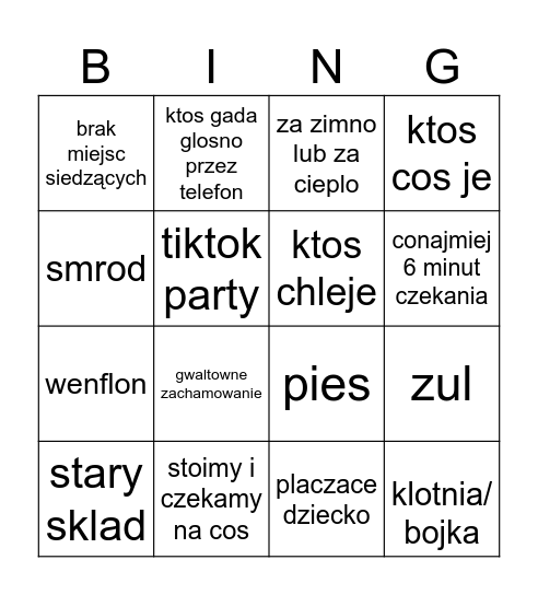 tramwaj 3 experience Bingo Card