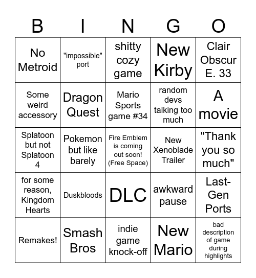 Switch 2 Direct Bingo Sep.2026 Bingo Card