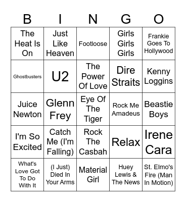 1980s (Part 5) Bingo Card
