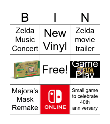 Zelda Nintendo Direct Bingo Card