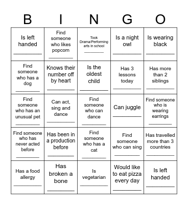Ice Breaker Bingo Card