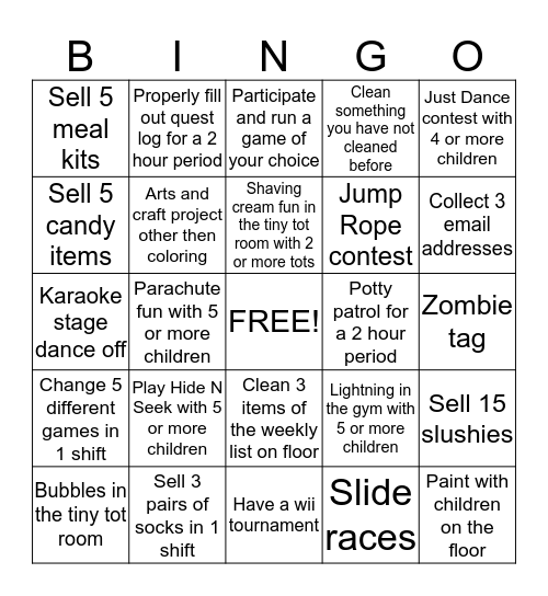 Kaitlin's BINGO Card Bingo Card