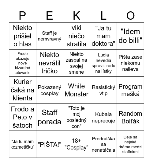 CS Staff Bingo Card
