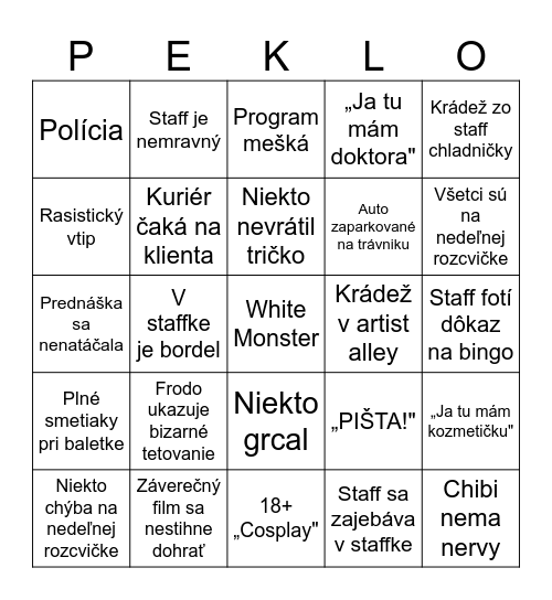 AC STAFF PEKLO Bingo Card