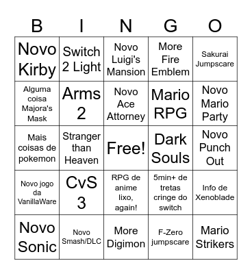 Nintendo Direct 2026/09 Bingo Card