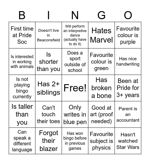 Find someone who...? (write their name) Bingo Card
