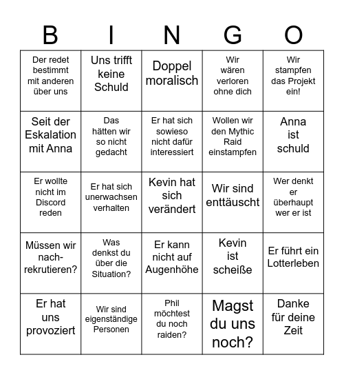 Königspaar Bingo Card