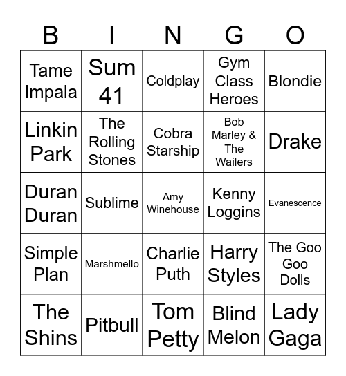 Artists V. 2 Bingo Card