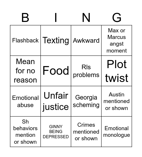 GNG bingo Card