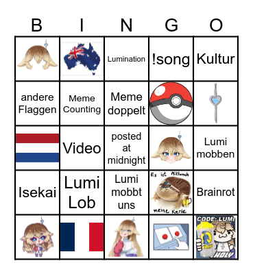 Lumination Meme Bingo Card