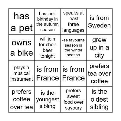 Name a member who... Bingo Card