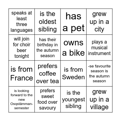 Name a member who... Bingo Card